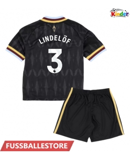 Günstige Aston Villa Victor Lindelof #3 Auswärts Trikotsatzt Kinder 2026-27 Kurzarm (+ Kurze Hosen)